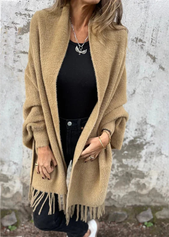 Oversized Tassel Shawl Coat